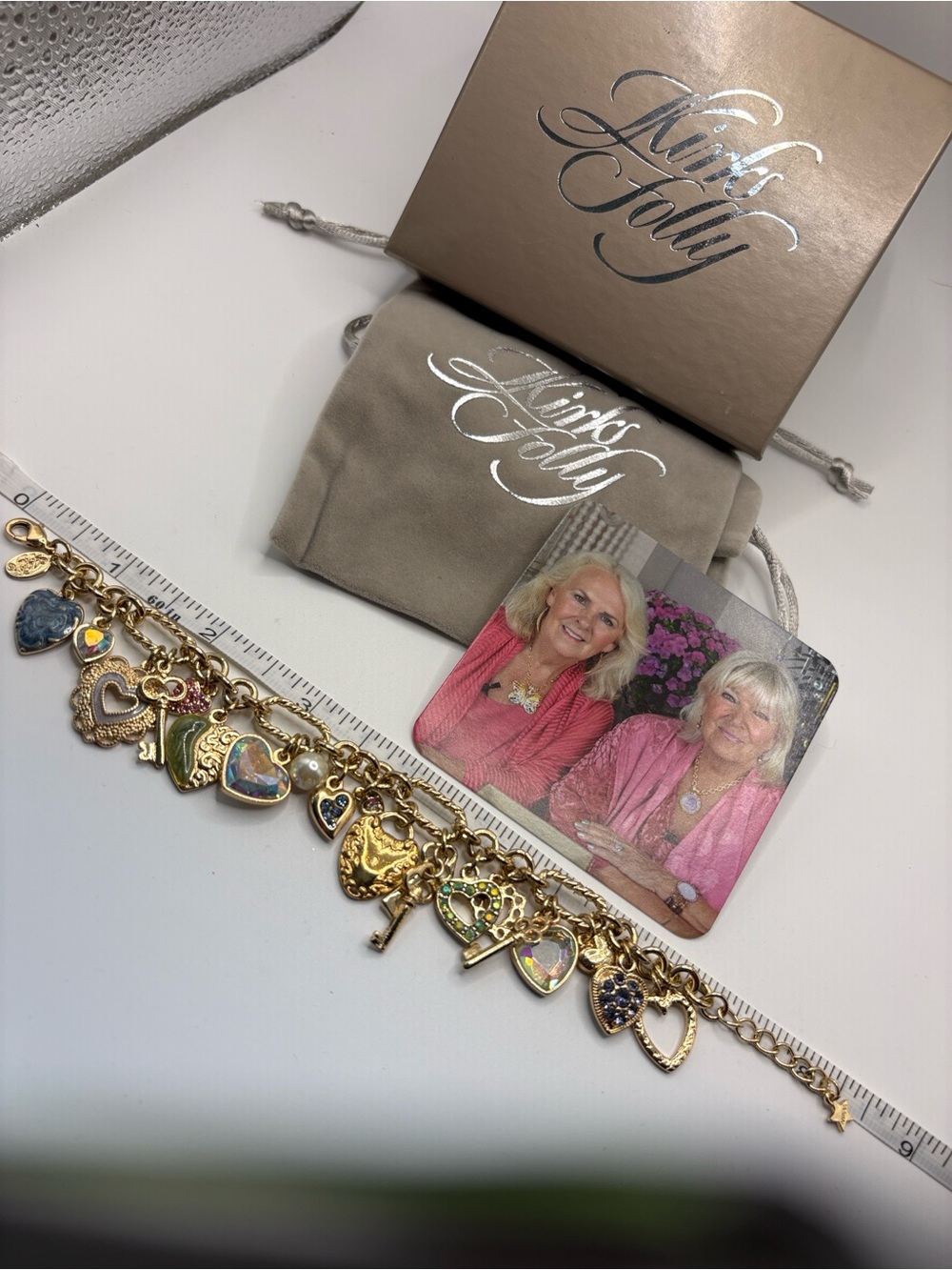 Kirk’s Folly Gold-Tone Multi-Heart Charm Bracelet in Gold
